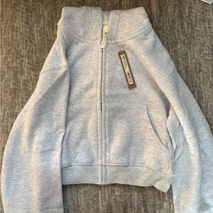 Skims Heather Gray Zip-Up Hoodie